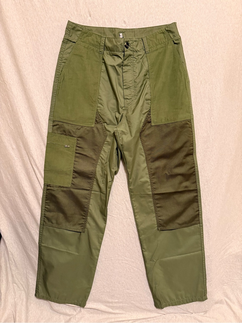 Kenzo Men's Olive Green Patchwork Utility Pants